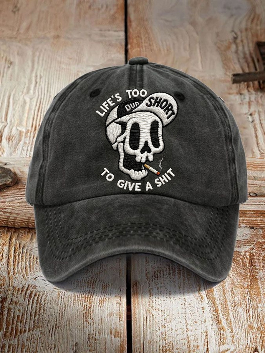 Life's Too Short To Give A Shit Hat Skull Baseball Cap Funny Father's Day Gifts