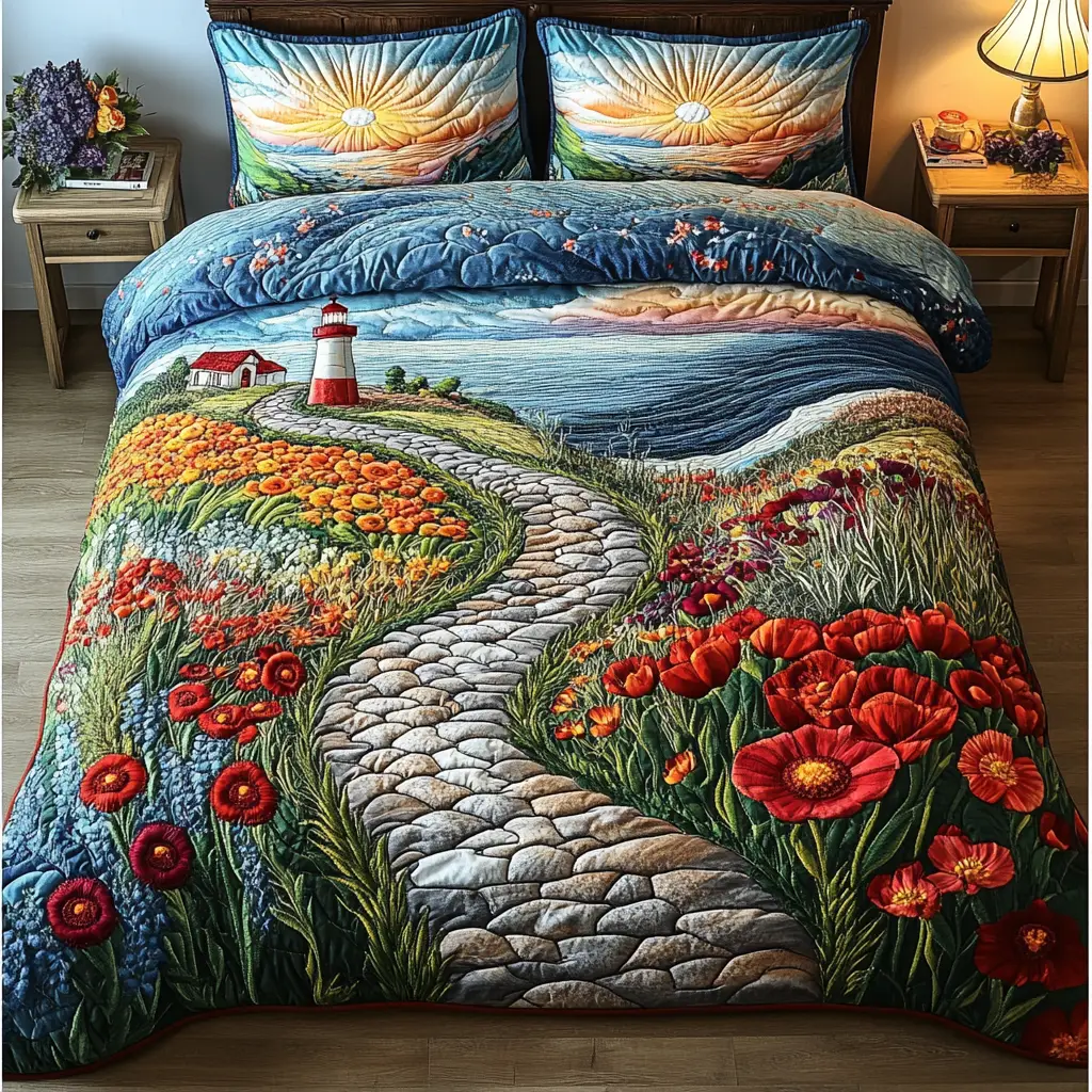 Lighthouse Dreams Quilted Bedding Set Perfect Bedding Gift Set for Holiday Celebrations Lighthouse Dreams Quilted Bedding Set Perfect Bedding Gift Set for Holiday Celebrations - Image 1