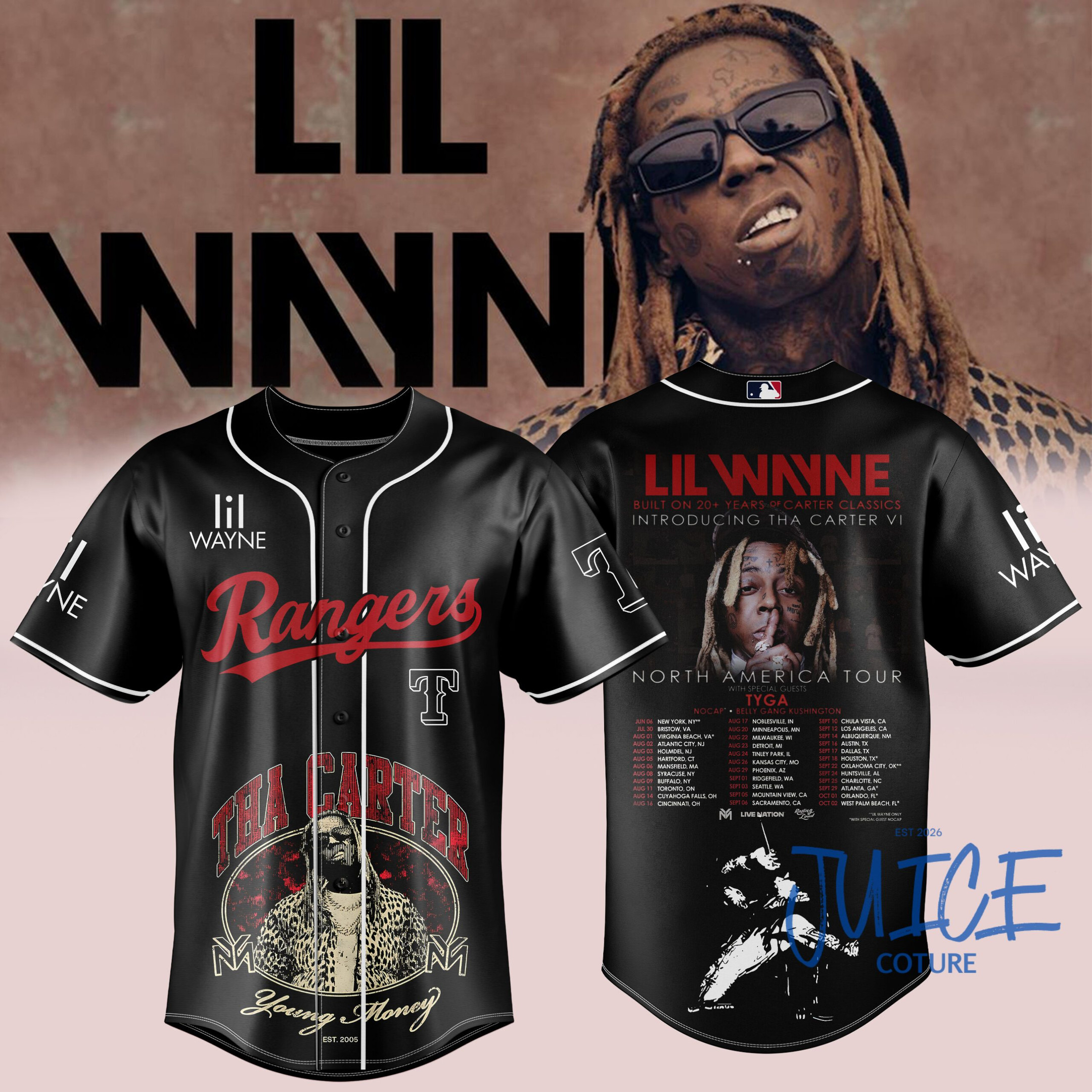Lil Wayne Tha Carter VI North America Tour Baseball Jersey Lil Wayne Merch Fans Gifts