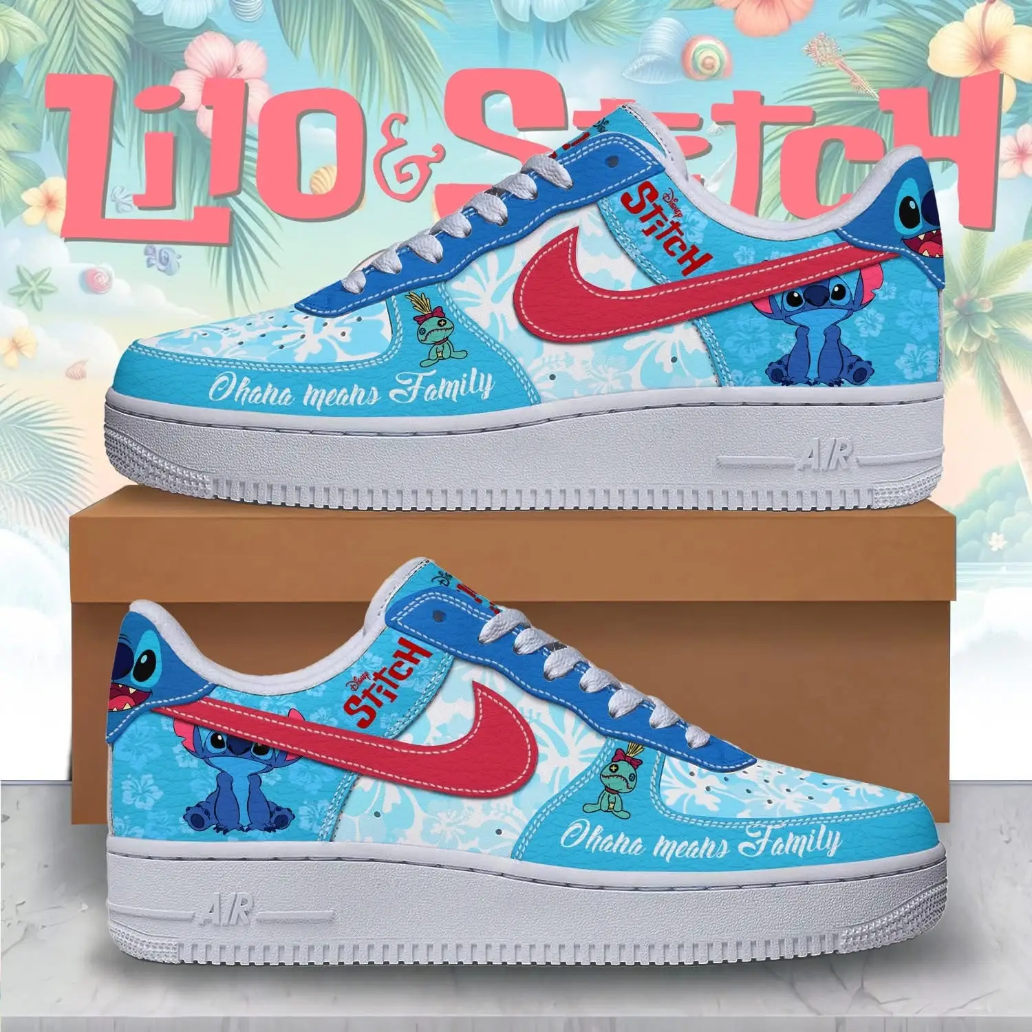 Lilo And Stitch Ohana Means Family Air Force 1 Shoes Sneakers Merch Cute Gifts For Fans Lilo And Stitch Ohana Means Family Air Force 1 Shoes Sneakers Merch Cute Gifts For Fans - Image 1
