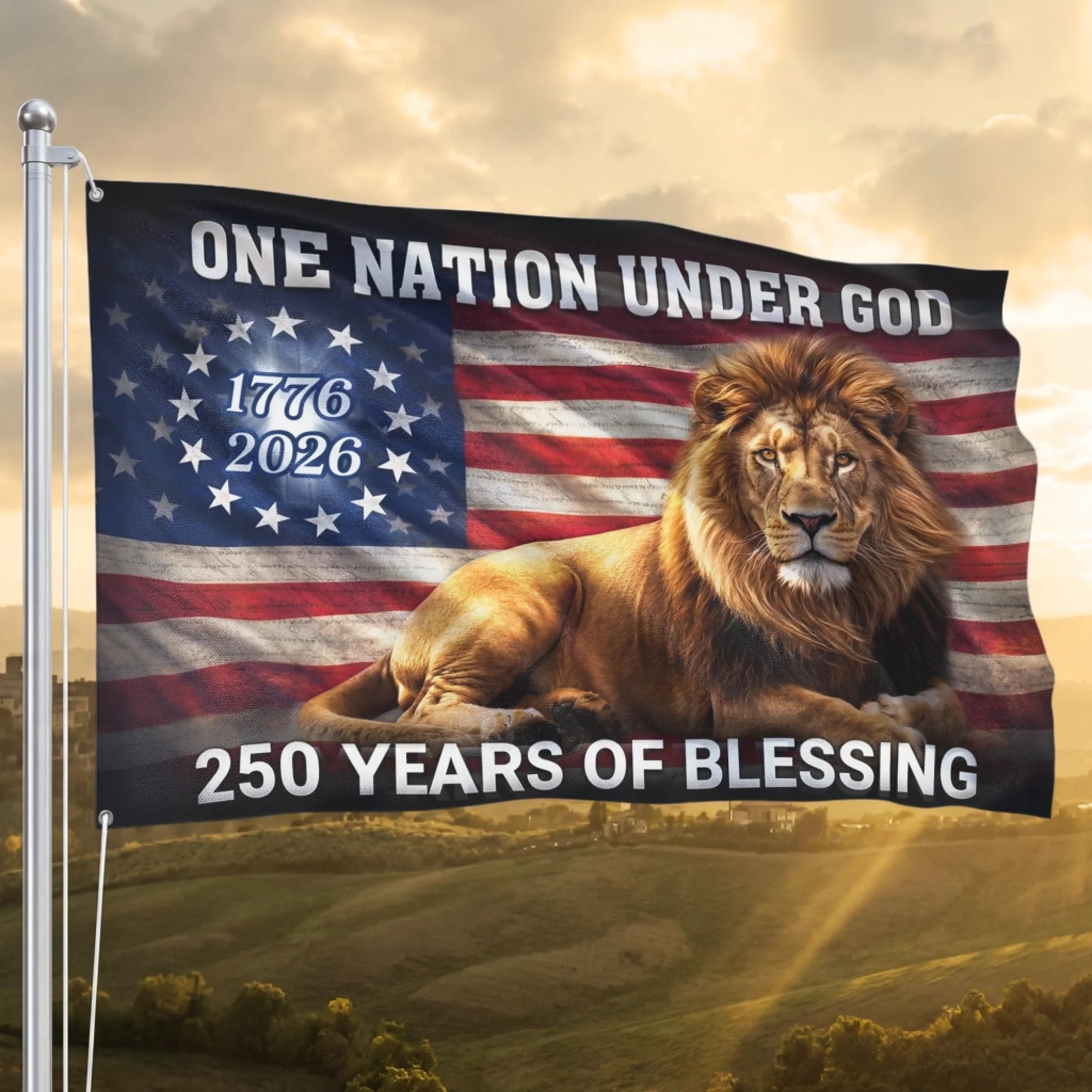 Lion America 250 Years Of Blessing Flag One Nation Under God Flag 4th Of July Outdoor Decor