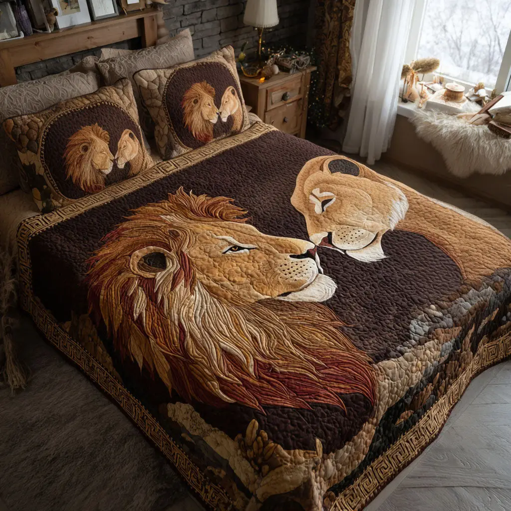 Lion Quilted Bedding Set Silent Roar Of Love Best Duvet Cover Valentine Day Ideas For Him