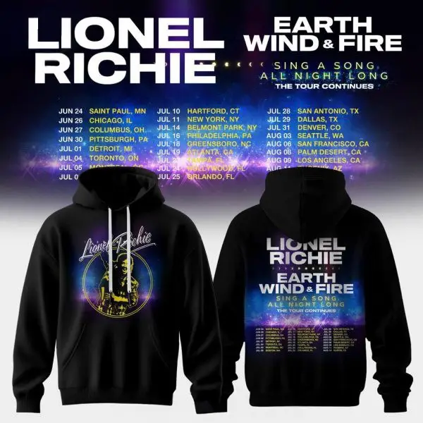 Lionel Richie x Earth, Wind & Fire Sing A Song All Night Long The Tour Continues Hoodie Fans Gift
