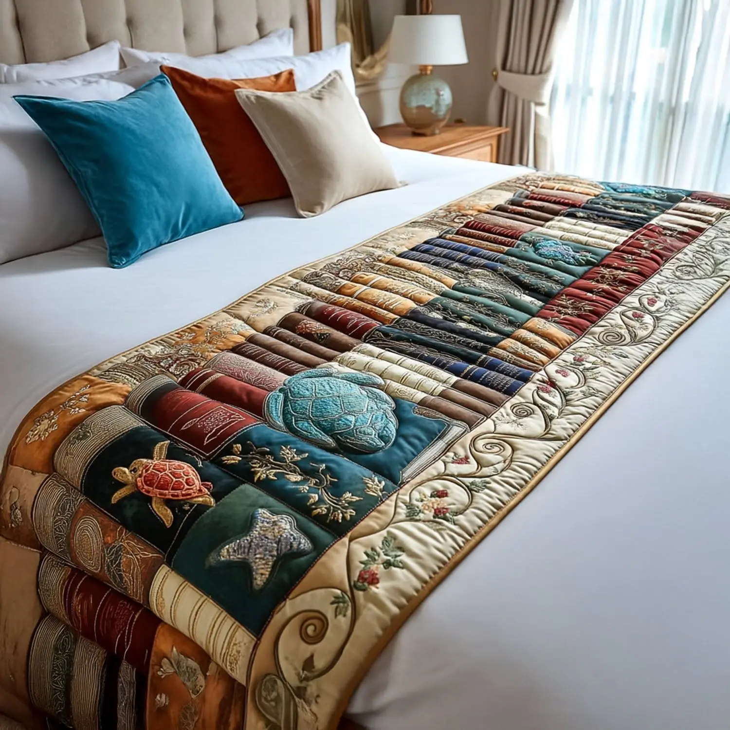 Literary Dreams Quilted Bed Runner Literary Dreams Book Lover Gift