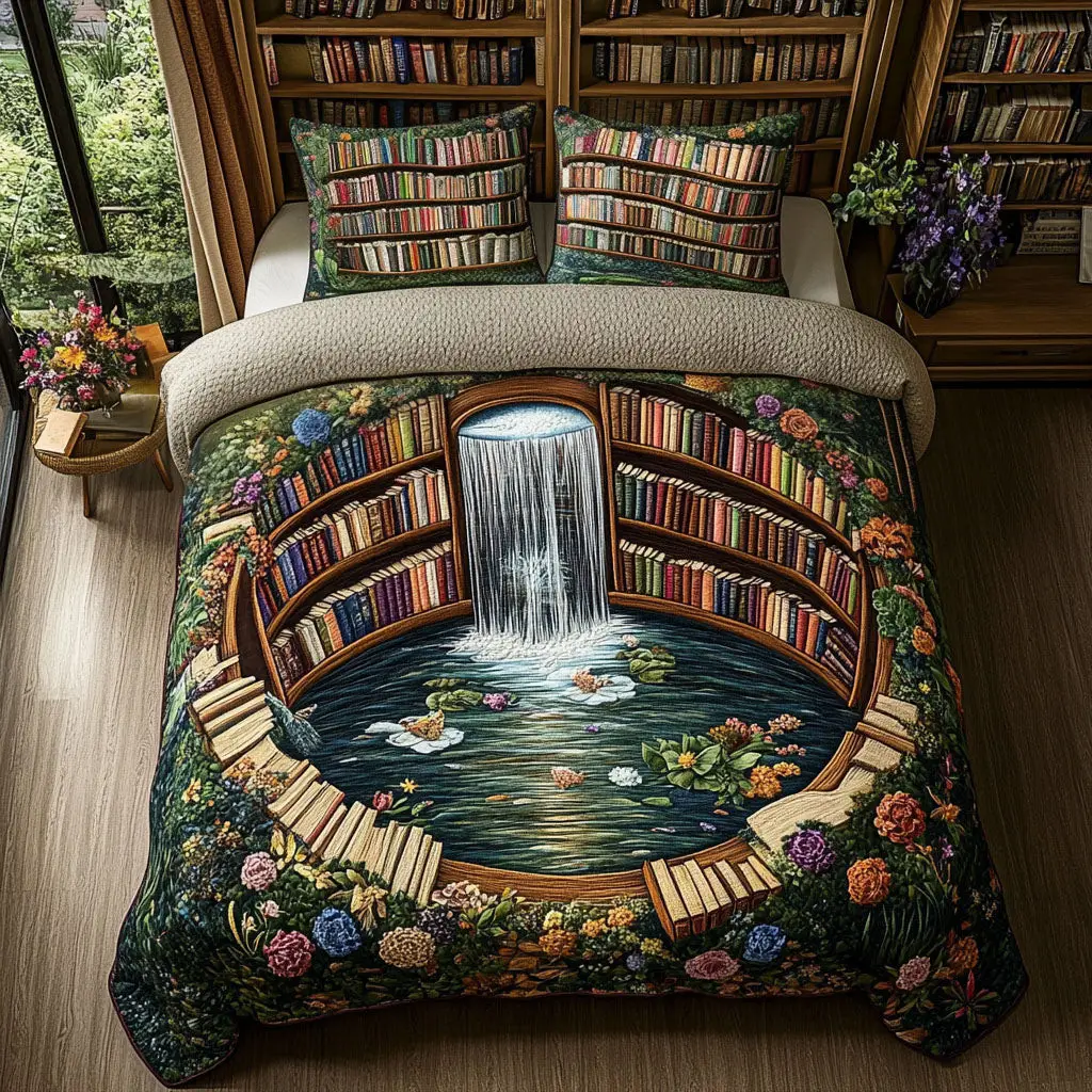 Literary Escape Quilted Bedding Set Holiday Duvet Covers Bookish Gift Ideas