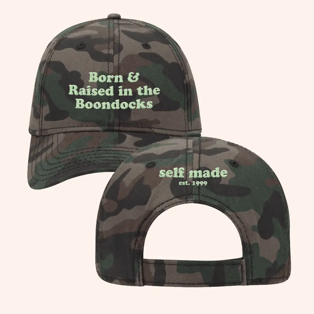 Little Big Town Merch Born And Raised In The Boondocks Camo Embroidered Hat Gift For Him -WearandDecor