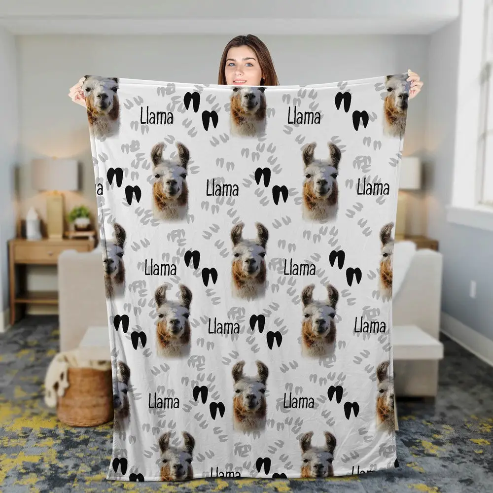 Llama Happy Pattern Blanket Farm Blanket Gift For Farmer