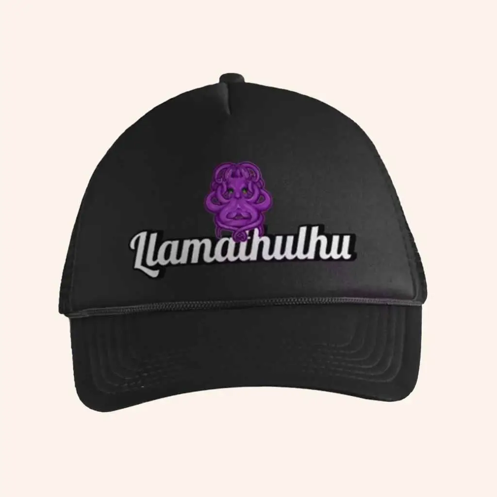 Llamathulhu’s Merch Llamathulhu Trucker Hat Birthday Present For Him -WearandDecor Llamathulhu’s Merch Llamathulhu Trucker Hat Birthday Present For Him -WearandDecor - Image 1