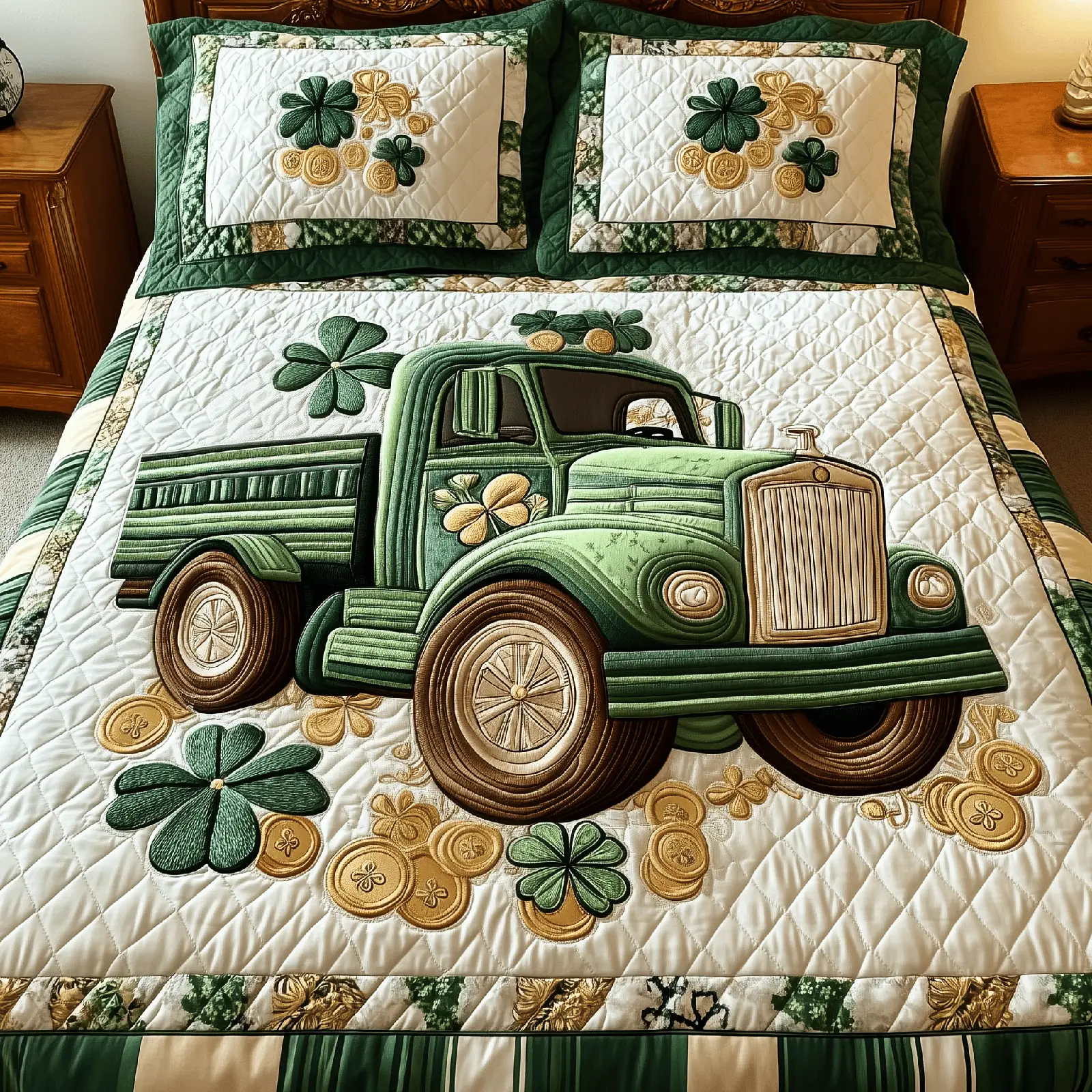 Loads Of Luck Quilted Bedding Set Saint Patrick's Day Duvet Cover Irish Gifts For Her