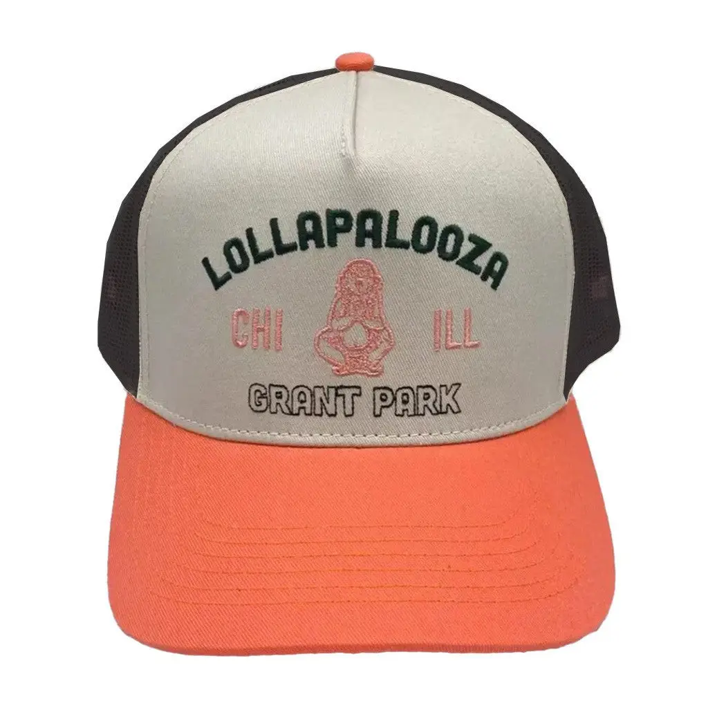 Lollapalooza Band Merch Buddha Embroidered Trucker Hat Gift Ideas For Husband -WearandDecor