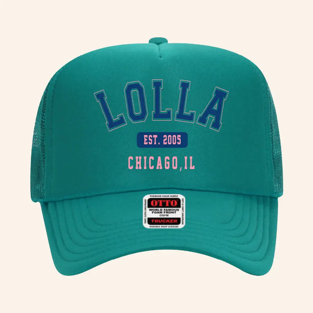 Lollapalooza Merch Lolla Collegiate Trucker Hat Gifts For Friends -WearandDecor