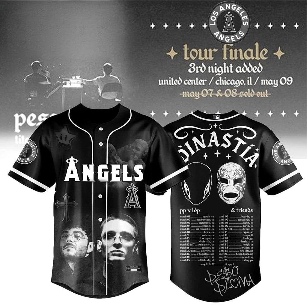 Los Angeles Angels x Peso Pluma Dinastia Tour 2026 Baseball Jersey Angels Merch Fan Gifts