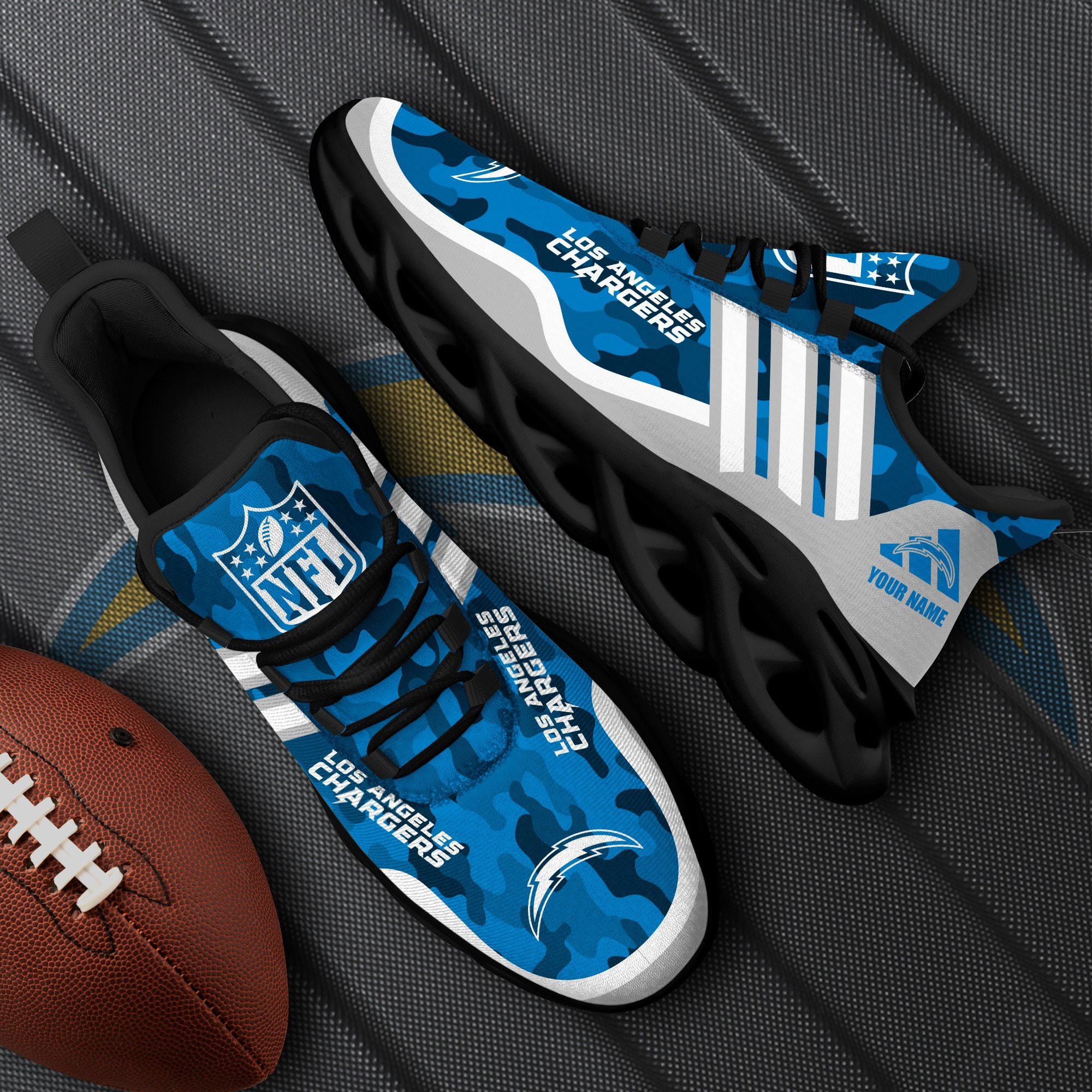 Los Angeles Chargers Black Max Soul Shoes 2026 Versions Custom Name 430