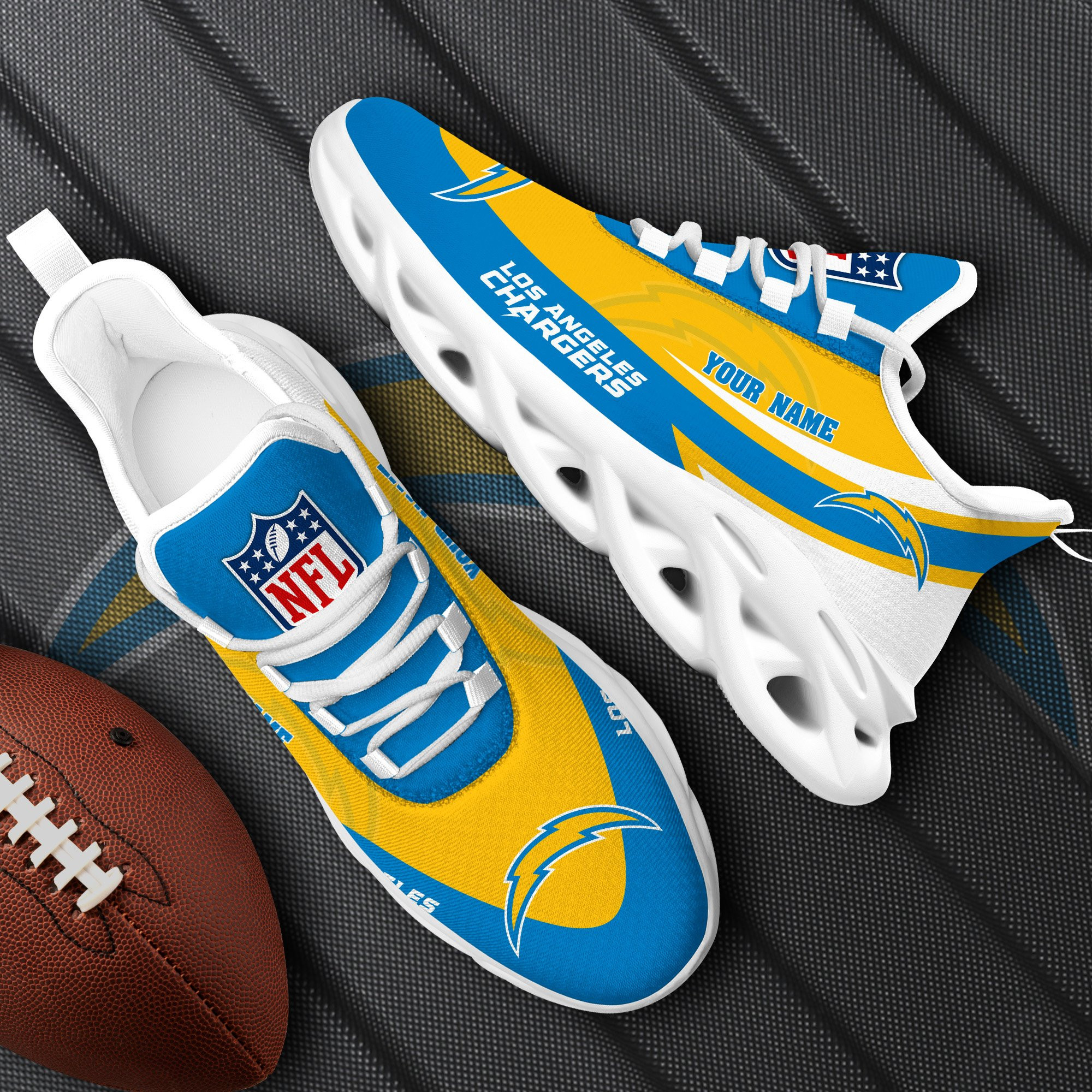 Los Angeles Chargers White Max Soul Shoes 2026 Versions Custom Your Name, Sports Gift For Fan, Sport Gifts Ph410