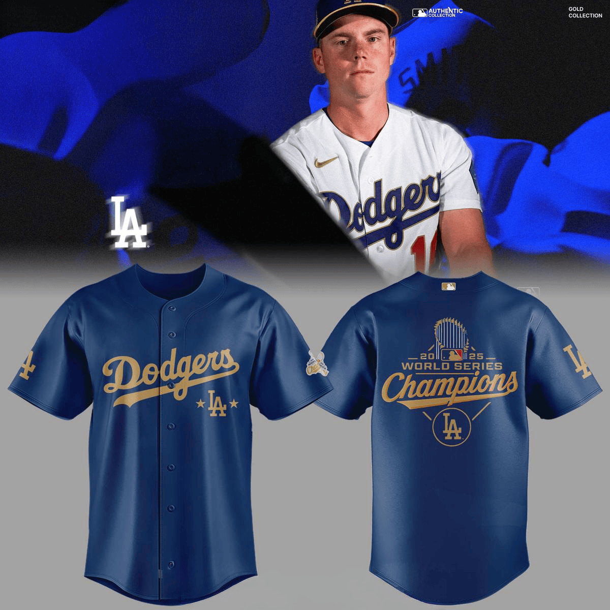 Los Angeles Dodgers 2026 Gold Collection World Series Champs Jersey Dodgers Merch