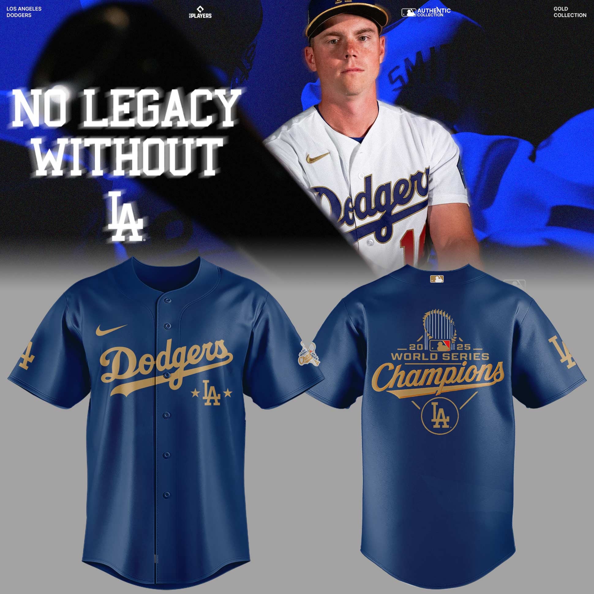 Los Angeles Dodgers Champions 2026 Gold Collection Jersey Dodgers Merch Gifts For Brothers