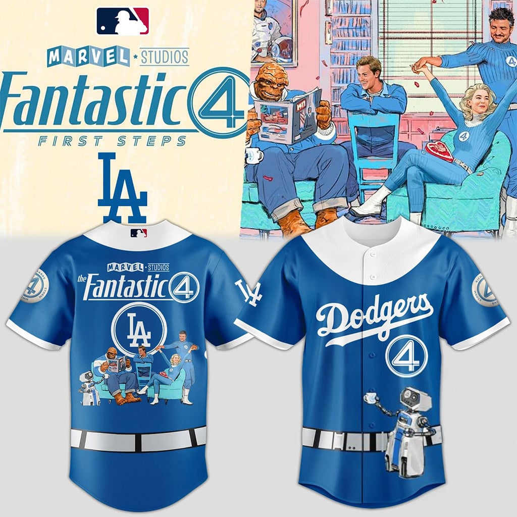 Los Angeles Dodgers Fantastic 4 Marvel Studios First Steps Baseball Jersey Dodgers Merch Gifts