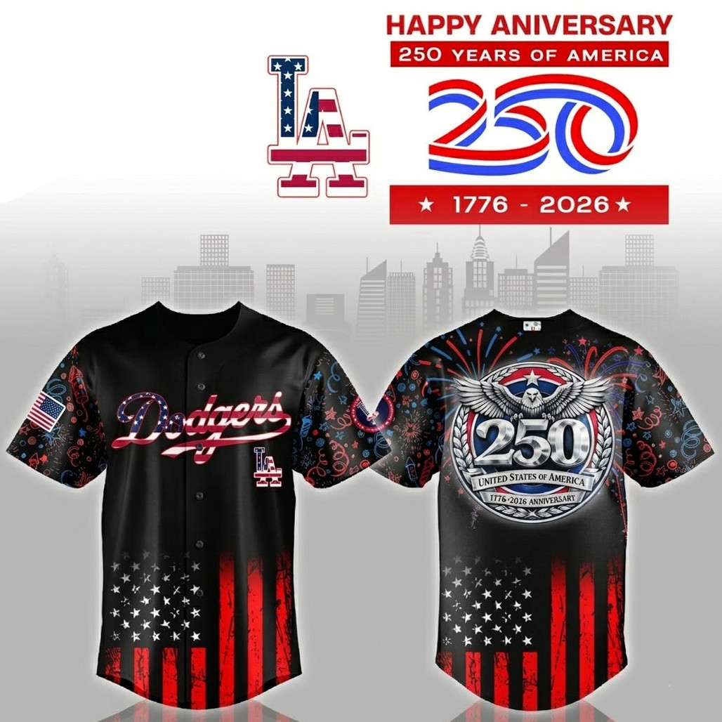 Los Angeles Dodgers Happy Anniversary 250 Years of USA Baseball Jersey