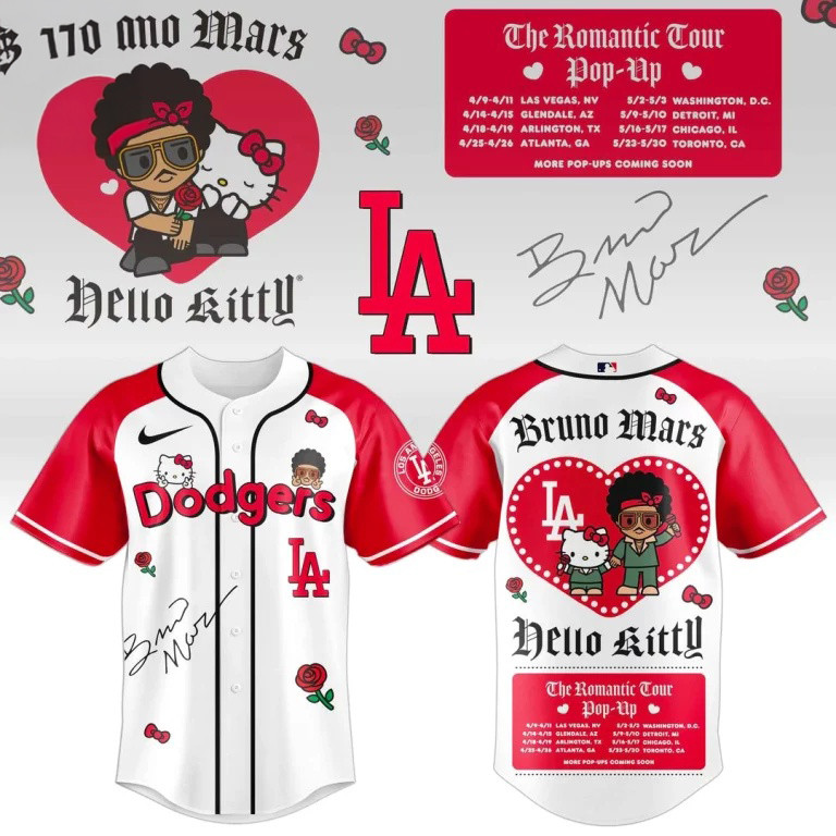 Los Angeles Dodgers Jersey Bruno X Hello Kitty 2026 Merch Gifts For Men