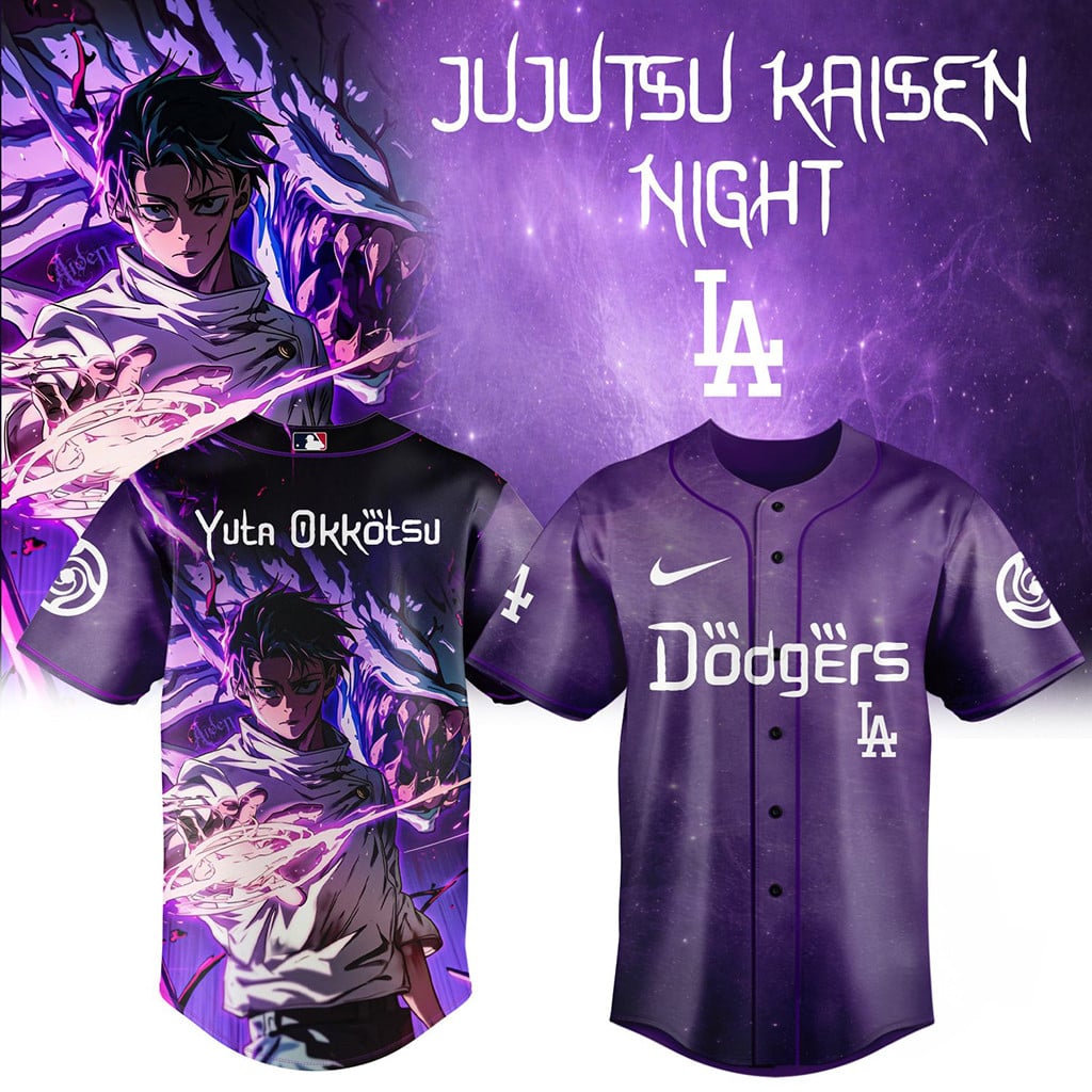 Los Angeles Dodgers Jujutsu Kaisen Night Yuta Okkotsu Baseball Jersey 2026 LA Dodgers Merch