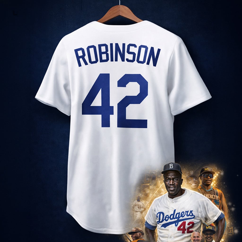 Los Angeles Dodgers MLB Jackie Robinson 42 Jersey Dodgers Merch Gifts For Baseball Fans