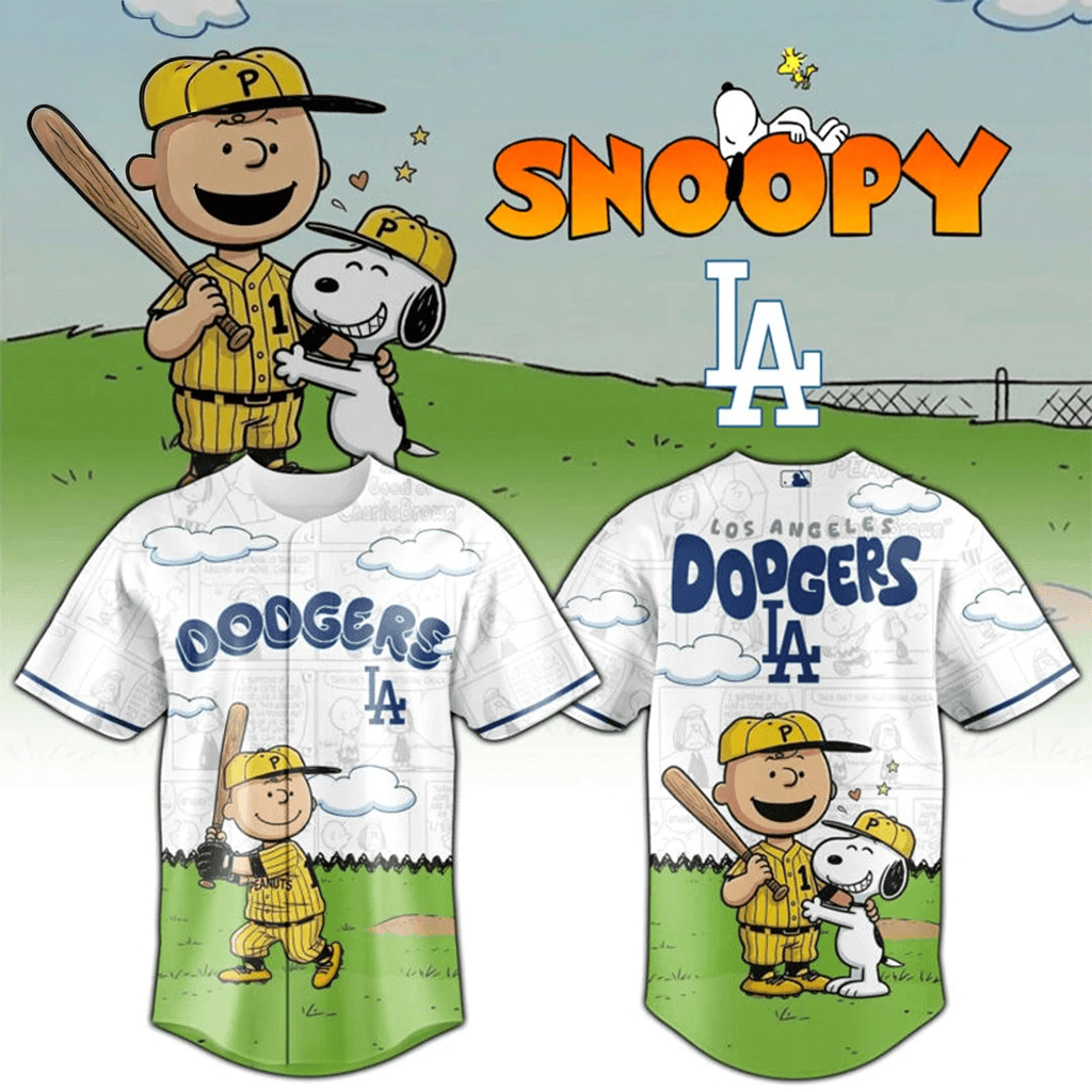 Los Angeles Dodgers Snoopy Peanuts Gang 2026 Baseball Jersey Dodgers Merch Gifts For BFF