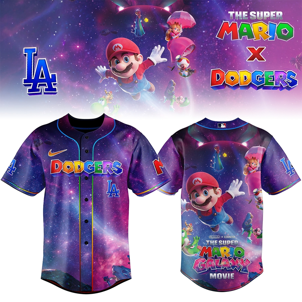 Los Angeles Dodgers Super Mario Galaxy Movie Baseball Jersey 2026 Dodgers Merch BFF Gifts
