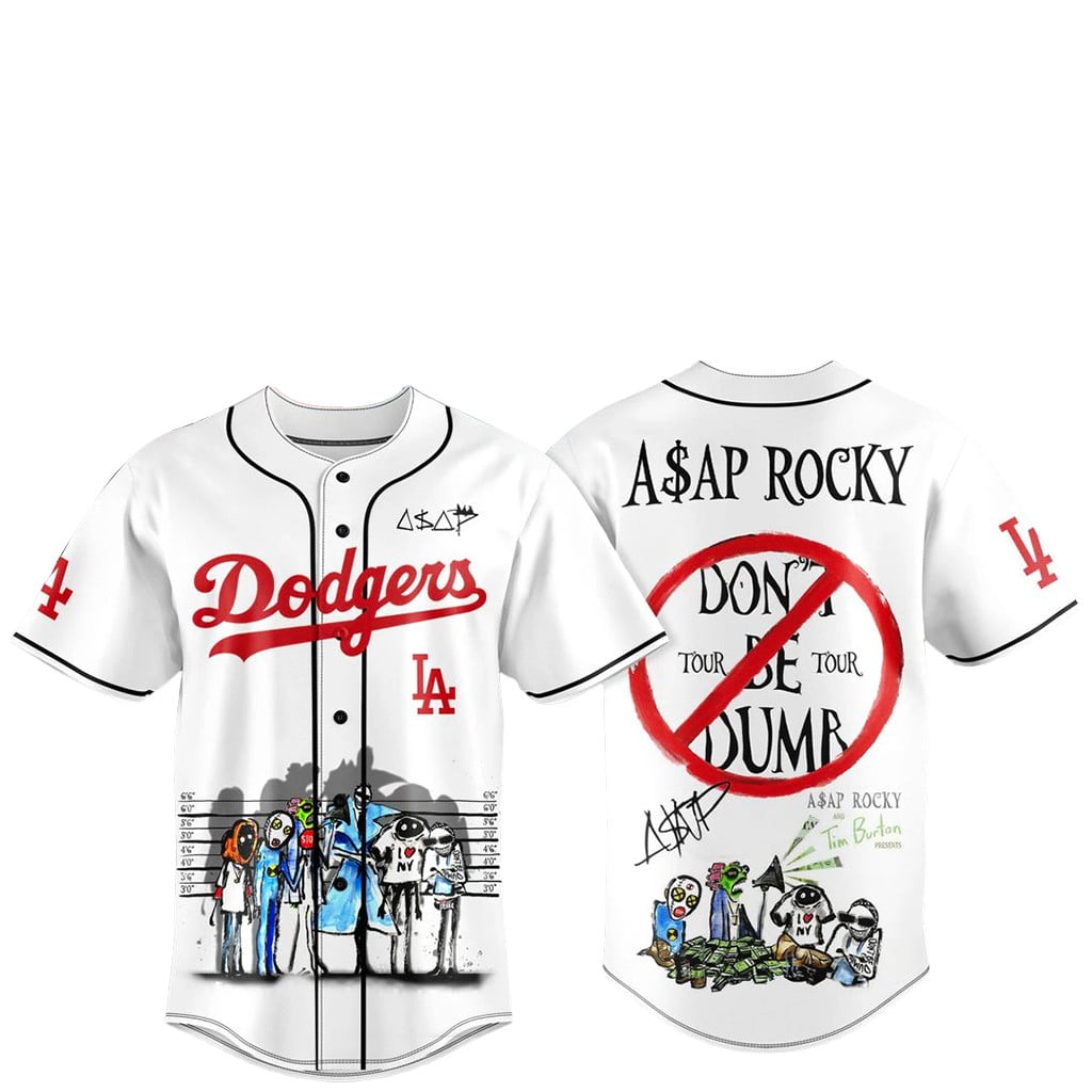 Los Angeles Dodgers x ASAP ROCKY Don't Be Dumb World Tour 2026 Baseball Jersey Fan Merch