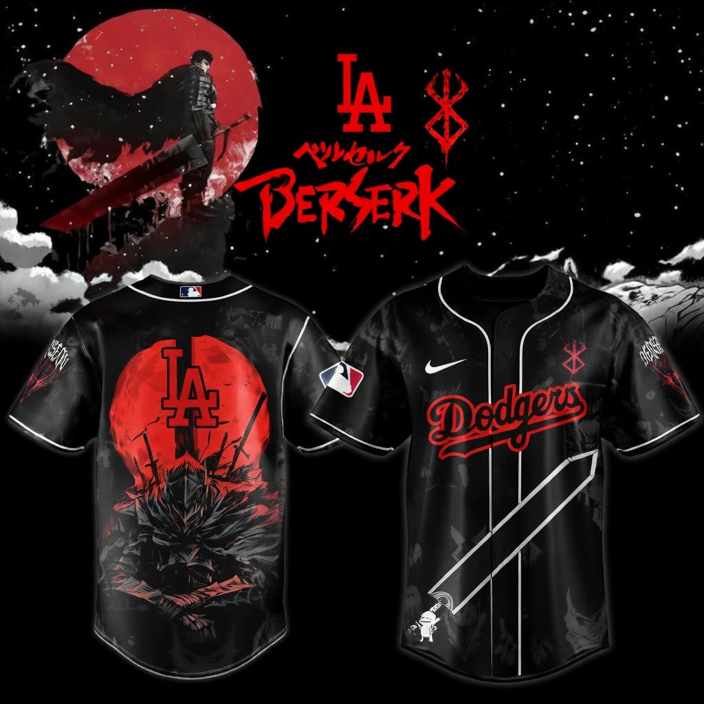 Los Angeles Dodgers X Berserk Baseball Jersey Dodgers Merch Best Gifts For Anime Lovers