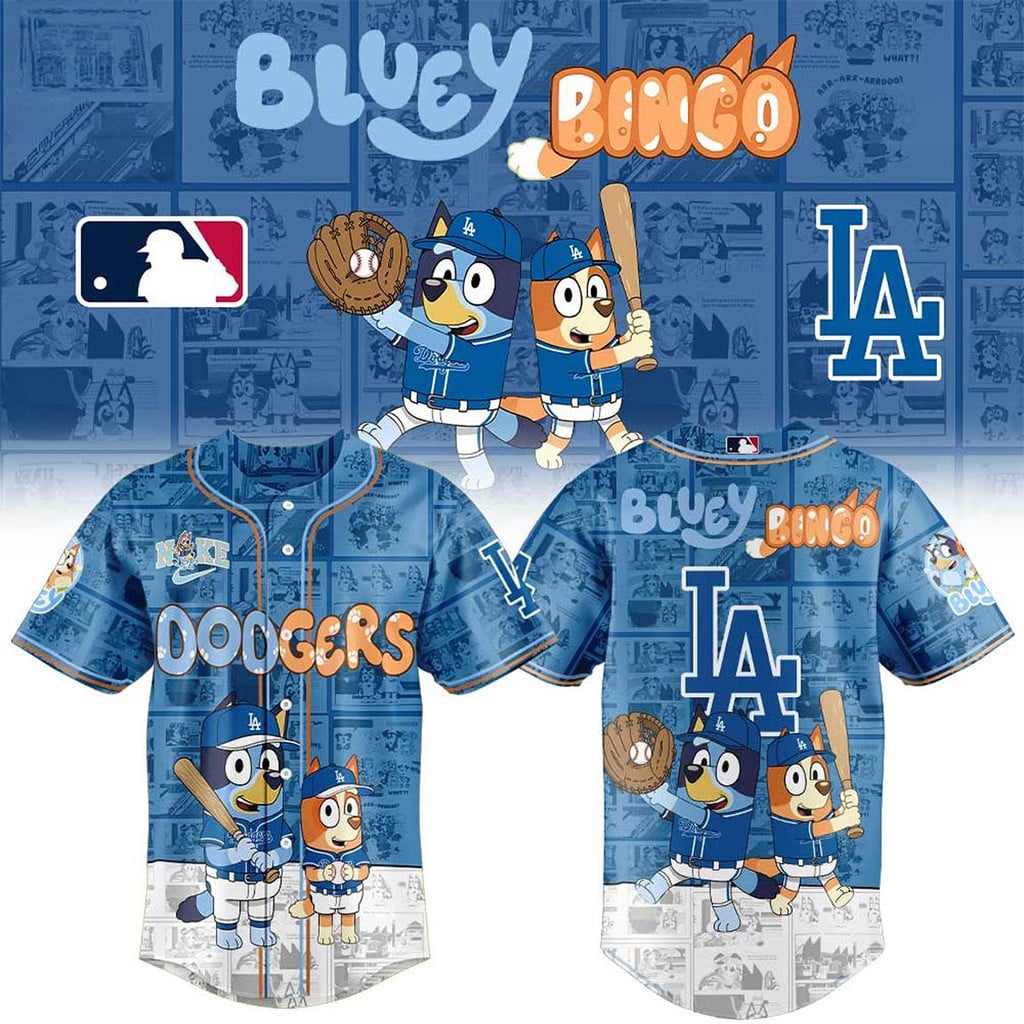 Los Angeles Dodgers X Bluey And Bingo 2026 Night Baseball Jersey LA Dodgers Merch Fan Gifts