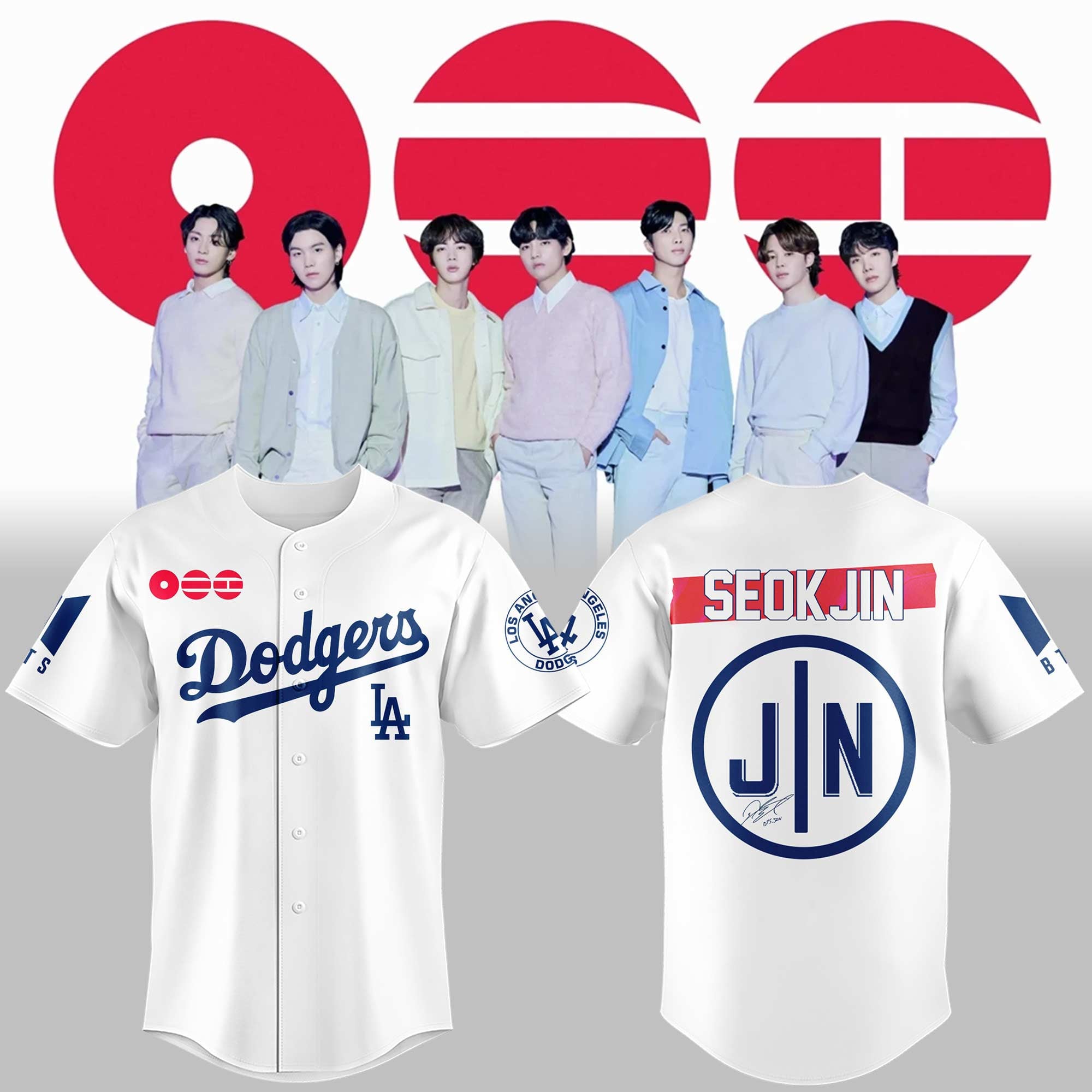 Los Angeles Dodgers X BTS Jin Jersey 2026 BTS World Tour Merch Arirang Gifts For Fan