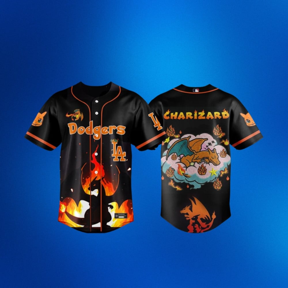 Los Angeles Dodgers X Charizard Pokemon Night 2026 Baseball Jersey LA Dodgers Merch Fan Gifts