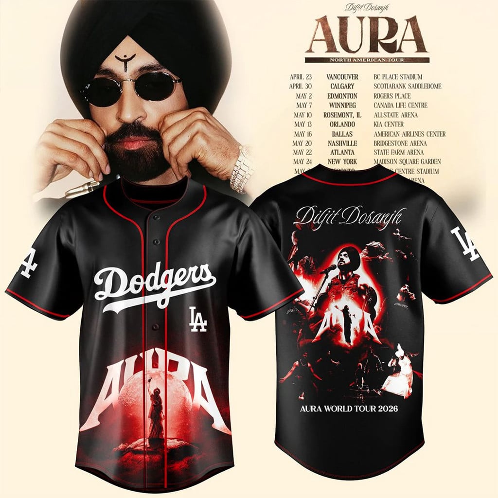 Los Angeles Dodgers X Diljit Dosanjh Aura World Tour 2026 Jersey LA Dodgers Merch Fan Gifts
