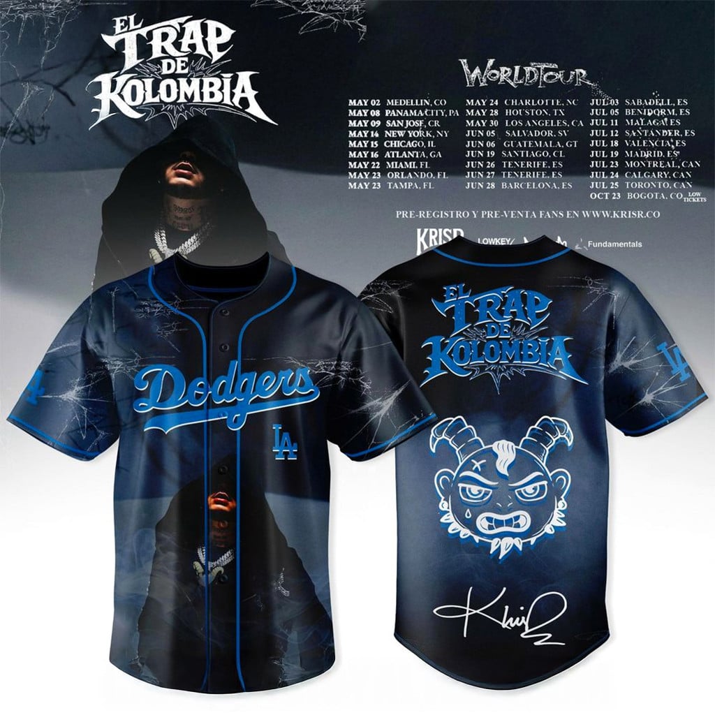 Los Angeles Dodgers x El Trap De Kolombia USA Tour 2026 Jersey Dodgers Merch Fans Gifts