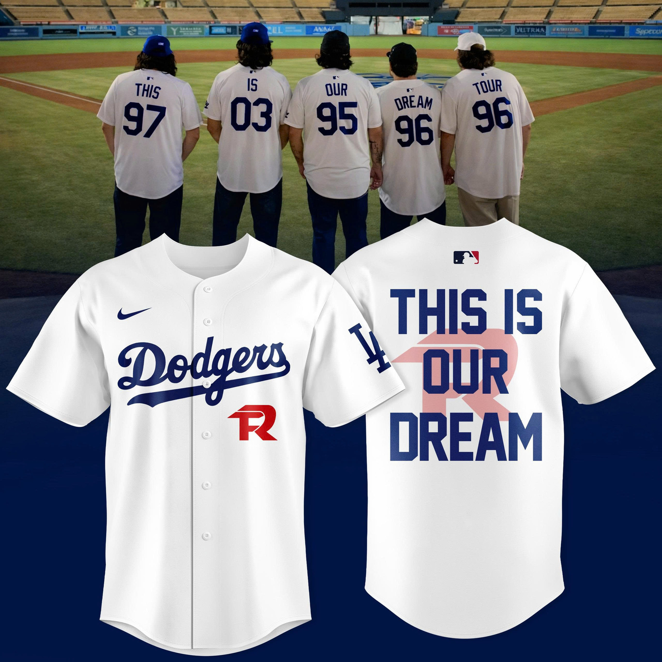 Los Angeles Dodgers X Fuerza Regida Merch This Is Our Dream Stadium Tour 2026 Jersey Gift For Him