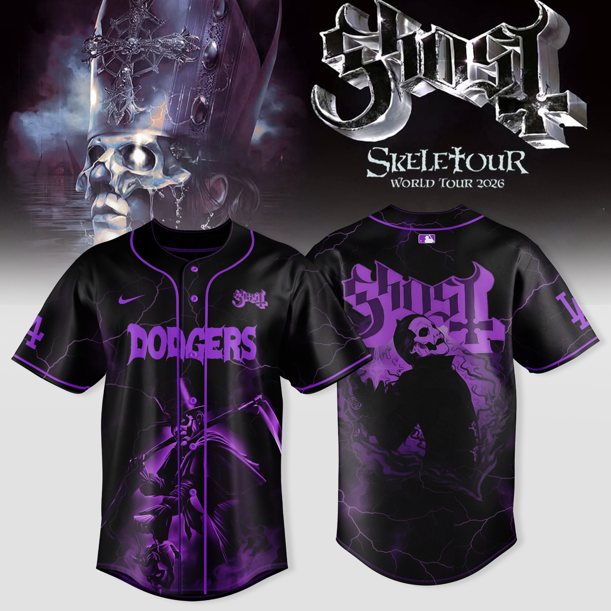 Los Angeles Dodgers X Ghost Merch Skeletour 2026 North America Baseball Jersey Gift For Him
