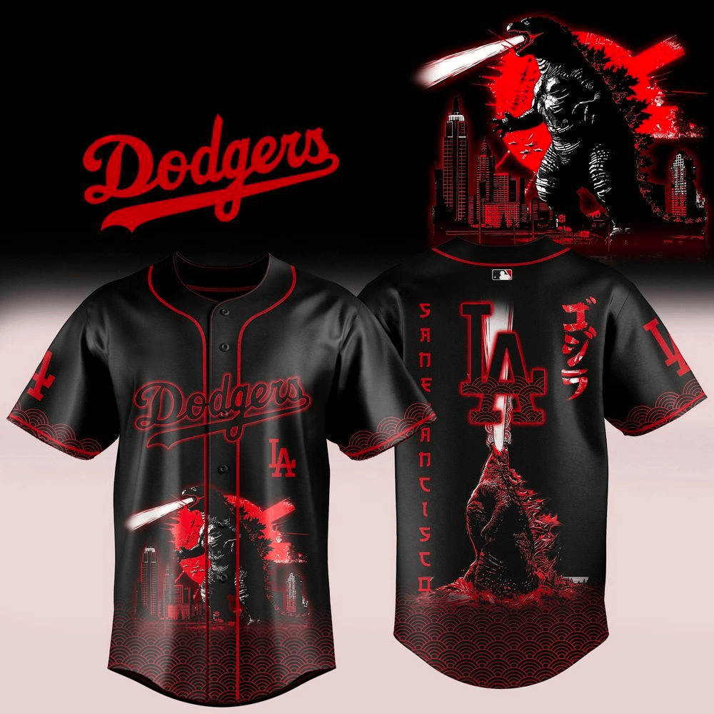 Los Angeles Dodgers x Godzilla 2026 Jersey Dodgers Merch Gifts For Baseball Lovers