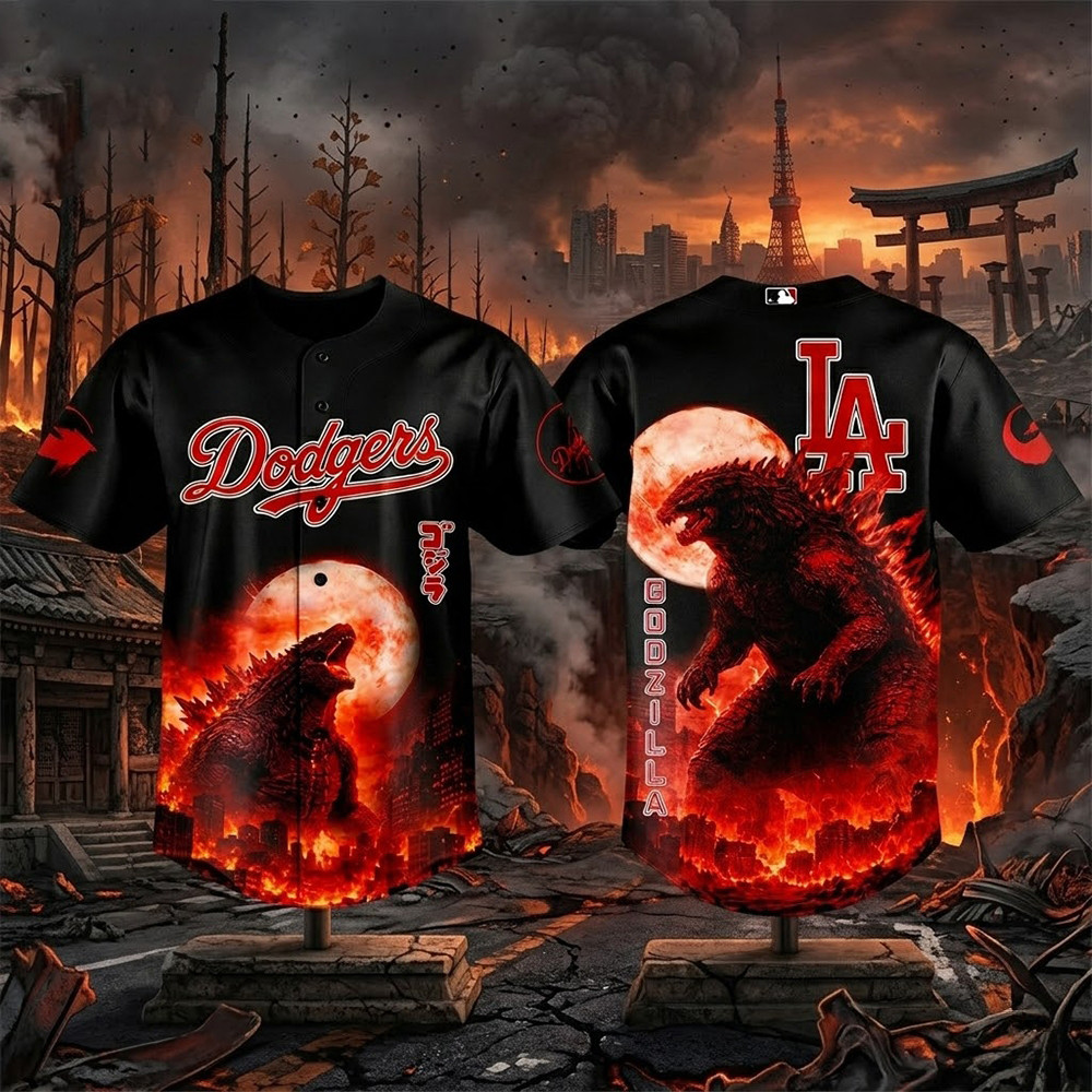 Los Angeles Dodgers x Godzilla King Of The Monsters 2026 Baseball Jersey LA Dodgers Fan Merch
