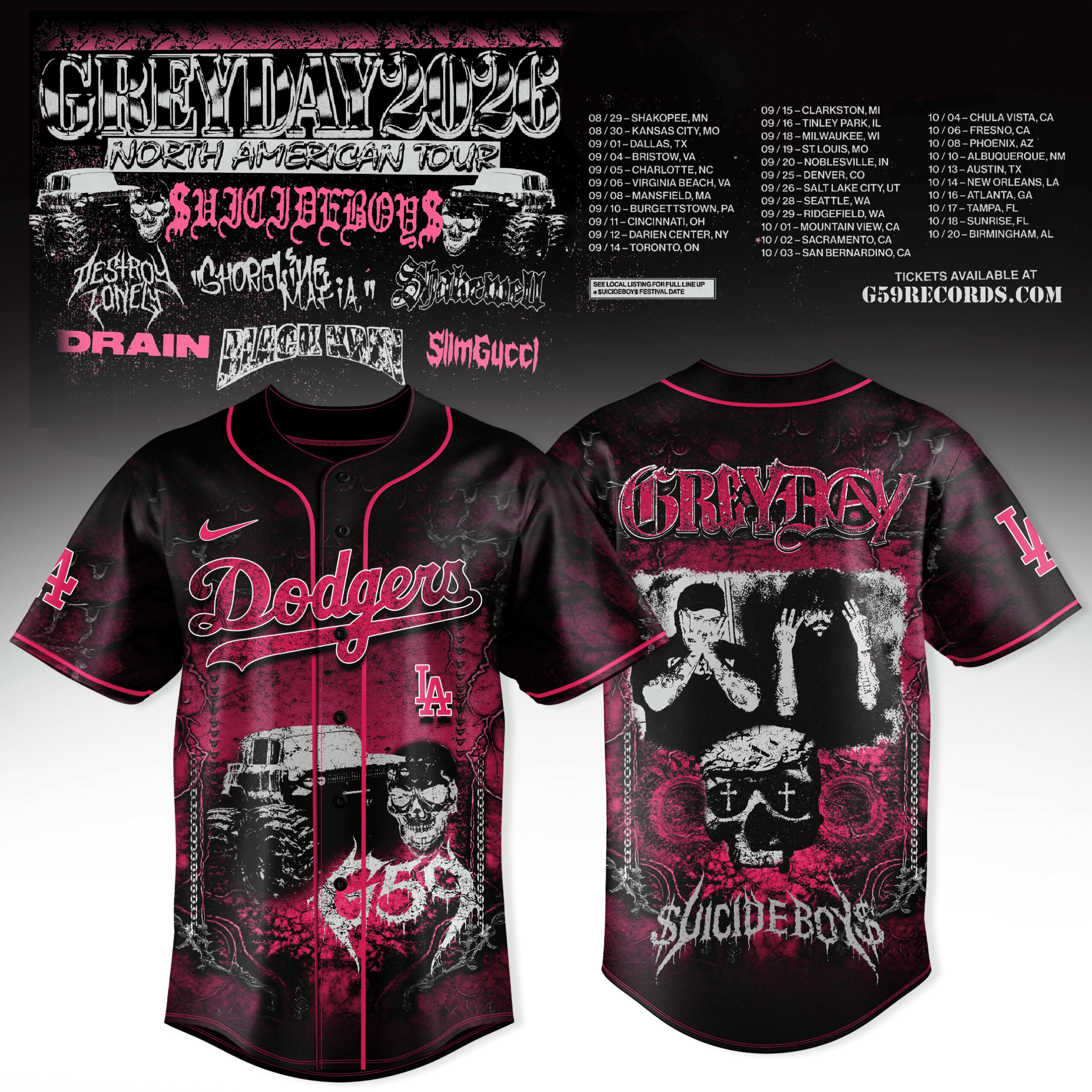 Los Angeles Dodgers x Grey Day Jersey 2026 North America Tour Merch Music Lover Gift Los Angeles Dodgers x Grey Day Jersey 2026 North America Tour Merch Music Lover Gift - Image 1