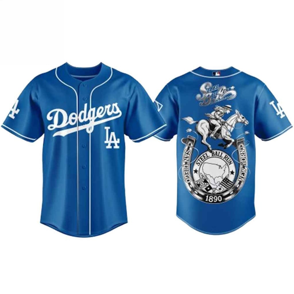 Los Angeles Dodgers X Jojos Bizarre Adventure Steel Ball Run Baseball Jersey 2026 Dodgers Merch