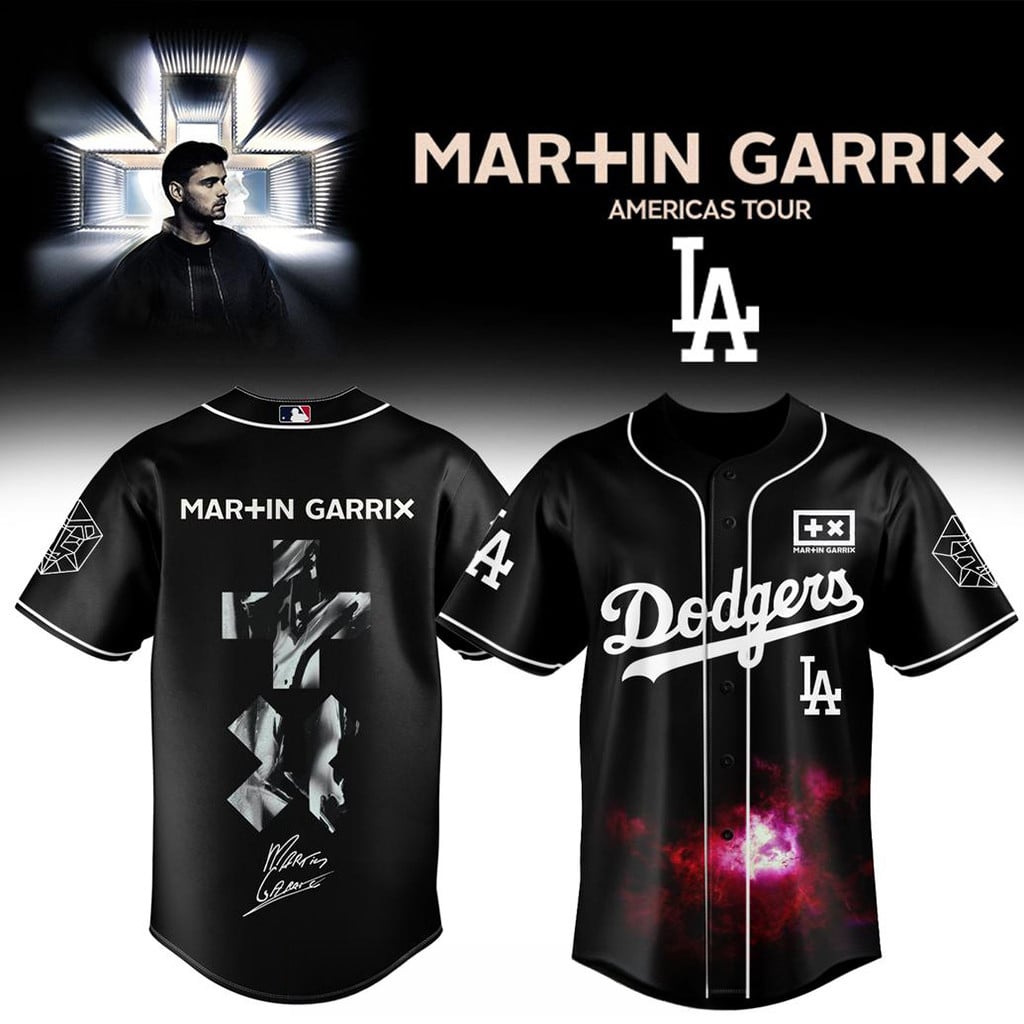 Los Angeles Dodgers X Martin Garrix Americas Tour 2026 Black Jersey LA Dodgers Merch Fan Gifts
