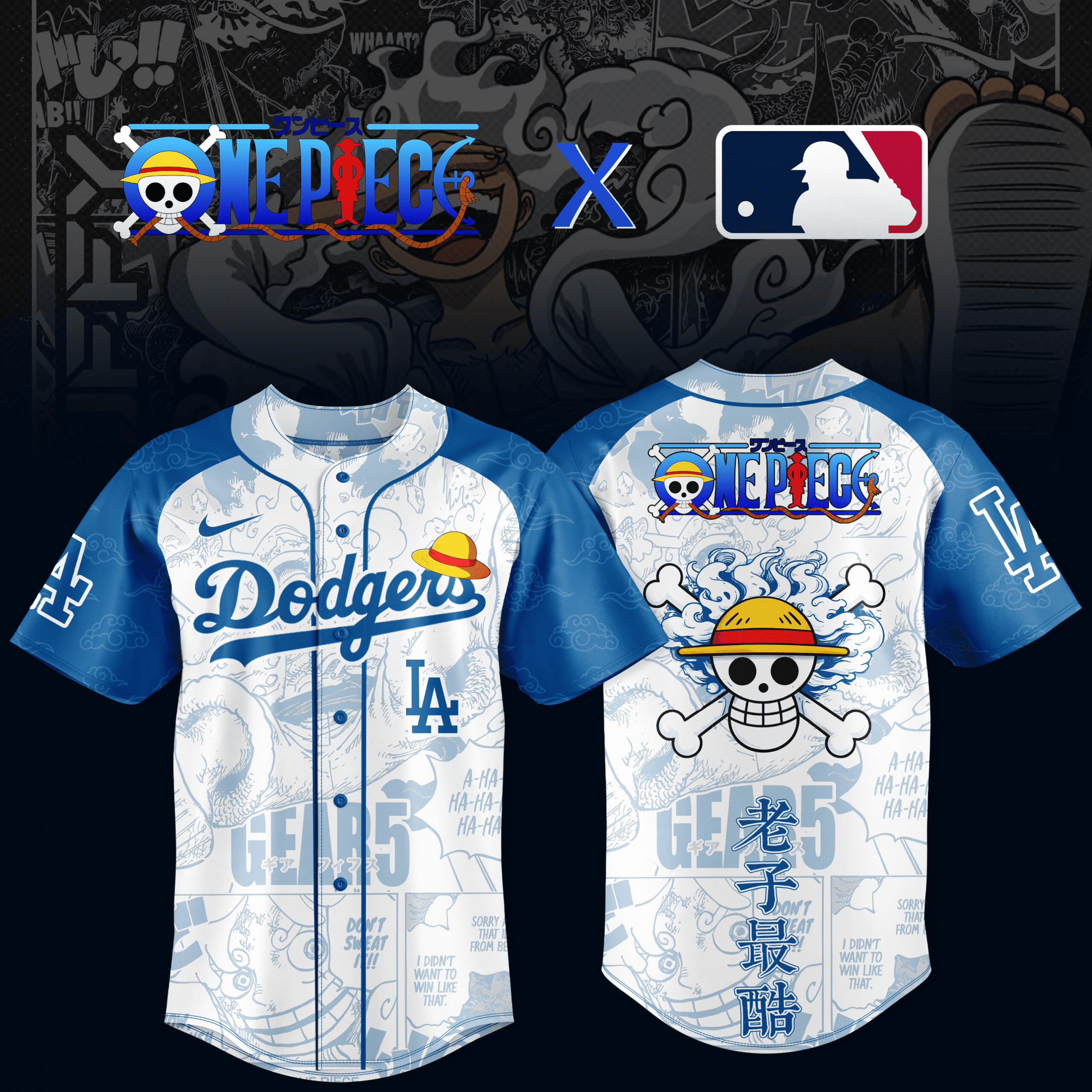 Los Angeles Dodgers x One Piece Jersey MLB Gear Birthday Gift for One Piece Fans Los Angeles Dodgers x One Piece Jersey MLB Gear Birthday Gift for One Piece Fans - Image 1