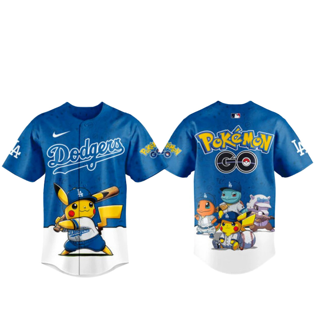 Los Angeles Dodgers x Pokemon Go Night Baseball Jersey Los Angeles Dodgers x Pokemon Go Night Baseball Jersey - Image 1