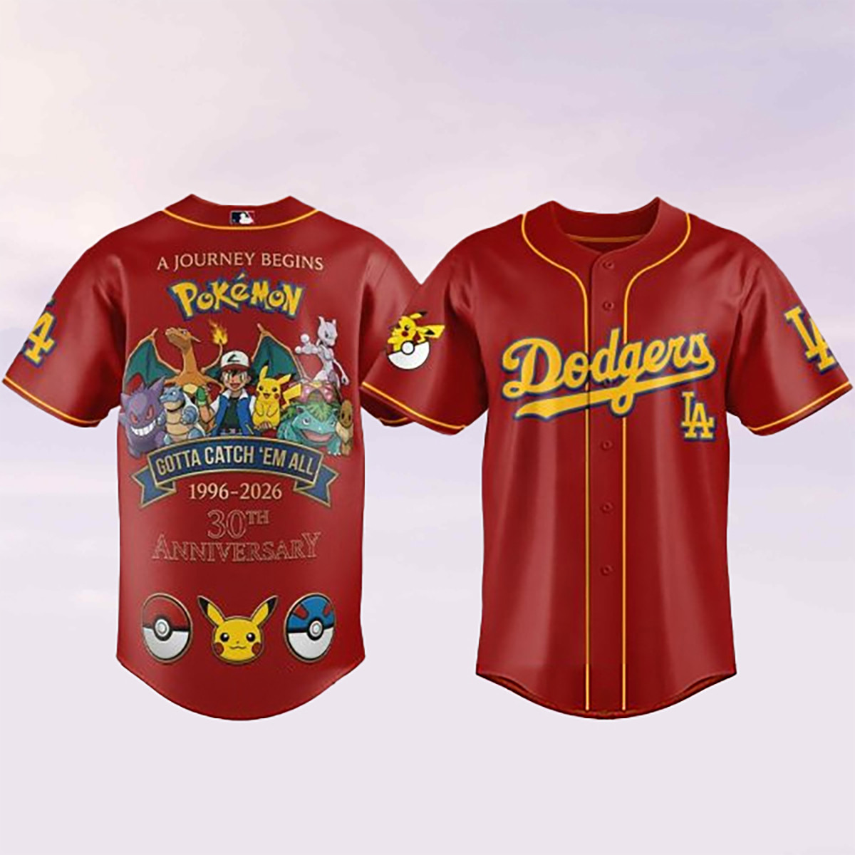 Los Angeles Dodgers x Pokemon Jersey Shirt Gotta Catch 'Em All 1996 2026 Clothes Gift For Men