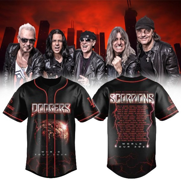Los Angeles Dodgers x Scorpions 60 Years Jersey Dodgers Clothes Gifts For Fans