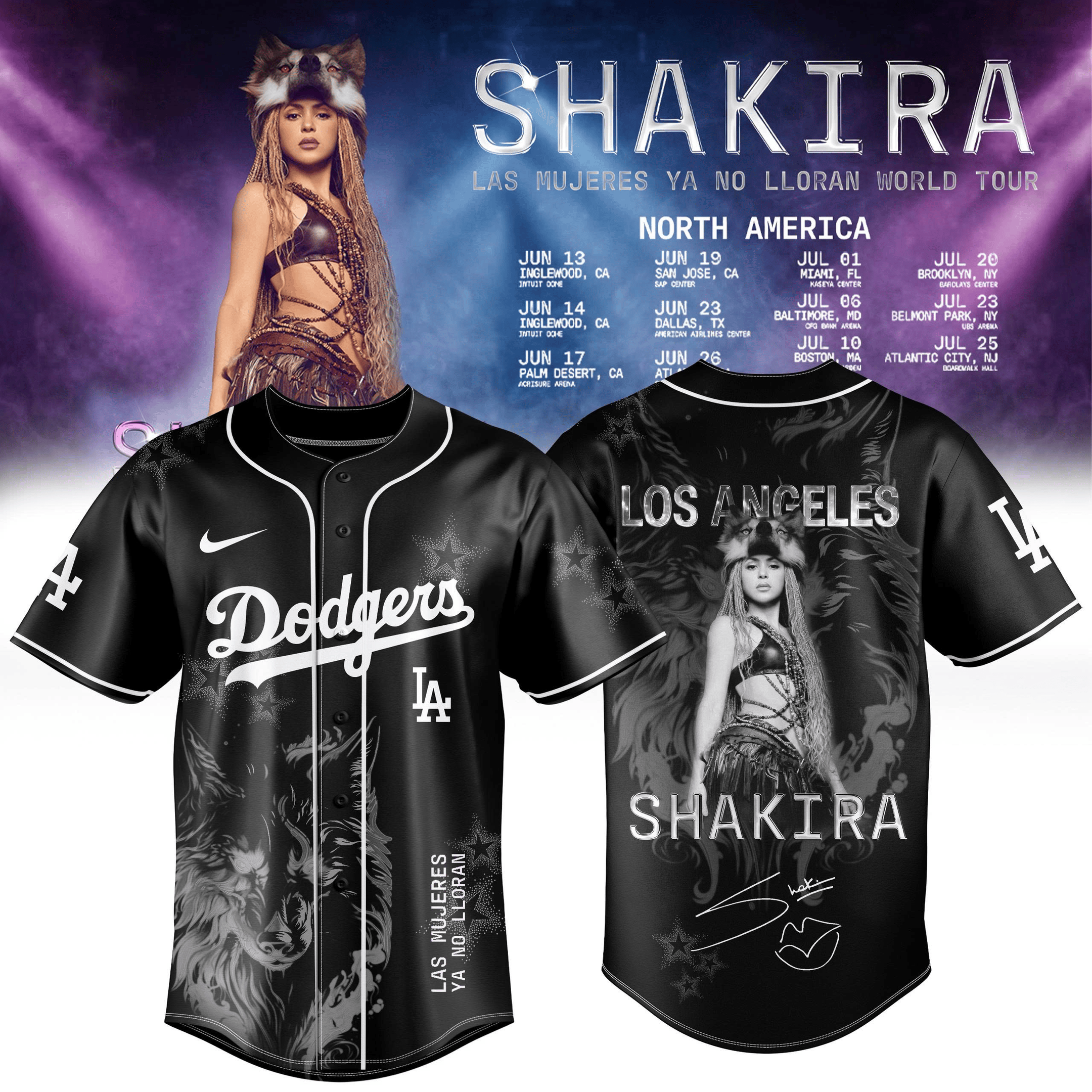 Los Angeles Dodgers x Shakira Jersey Las Mujeres Ya No Lloran World Tour 2026 Merch