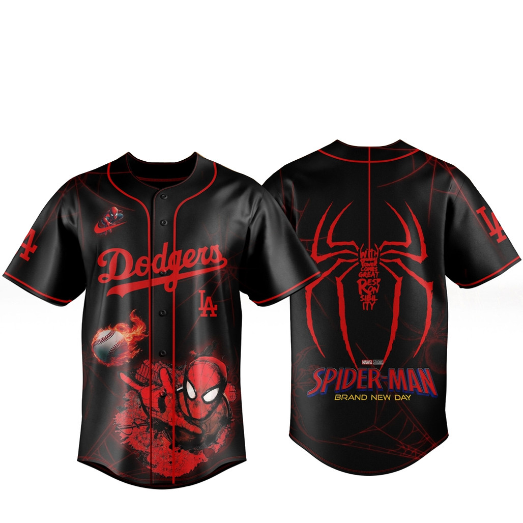 Los Angeles Dodgers x Spider Man 2026 Brand New Day Baseball Jersey Los Angeles Dodgers x Spider Man 2026 Brand New Day Baseball Jersey - Image 1