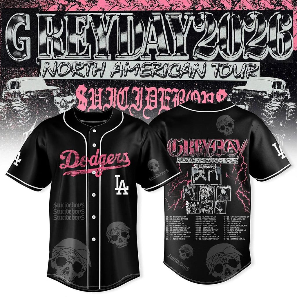 Los Angeles Dodgers x Suicideboys Greyday 2026 Black Pink Baseball Jersey Dodgers Merch
