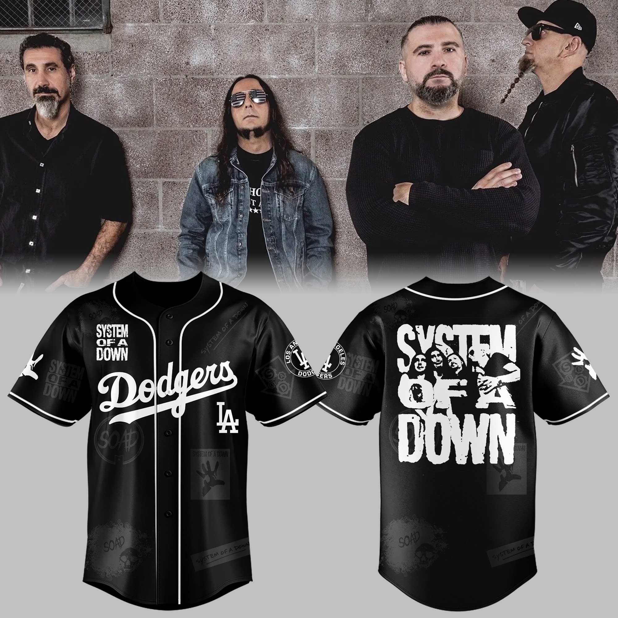 Los Angeles Dodgers x System Of A Down 2025 Jersey Dodgers Merch Gifts For Fans