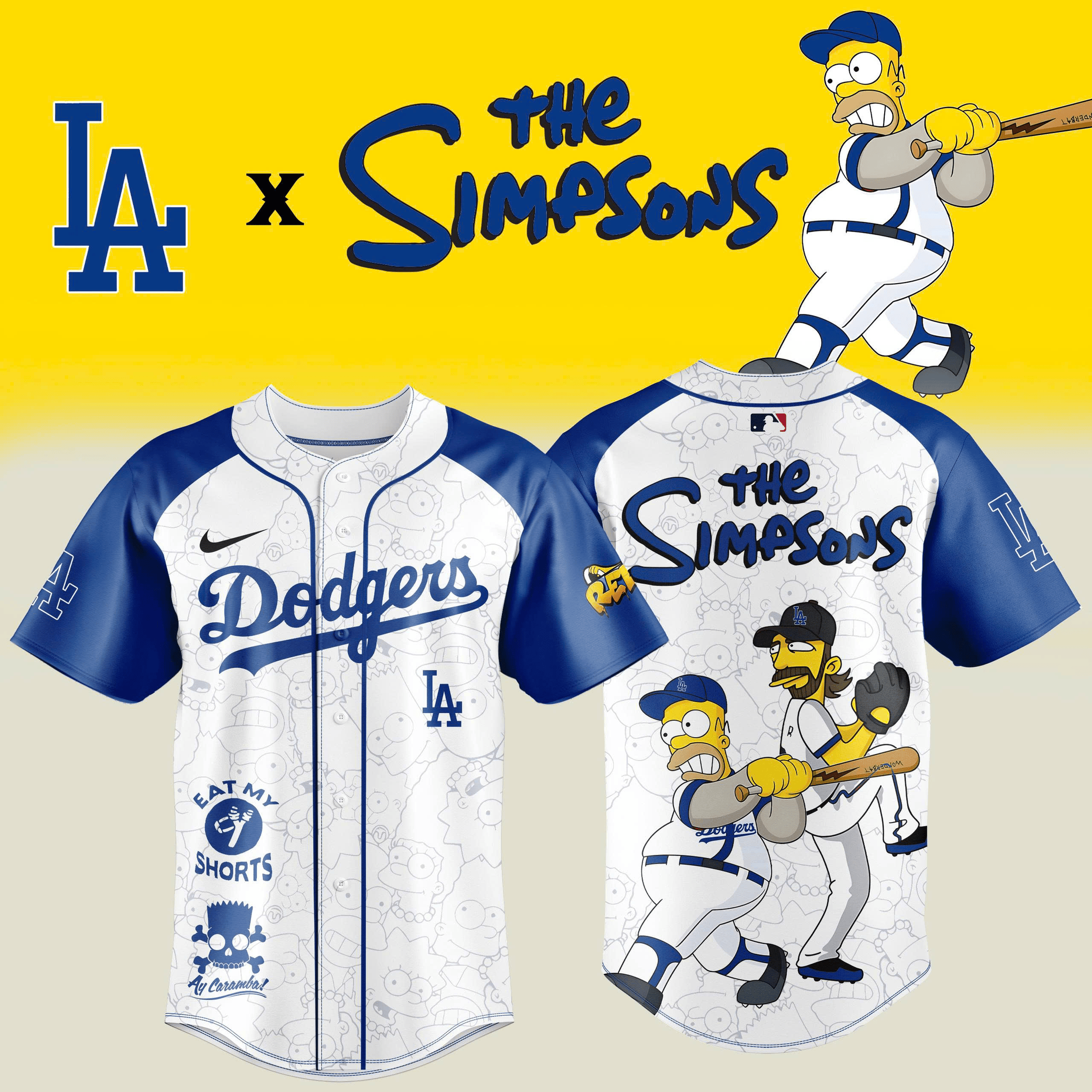 Los Angeles Dodgers x The Simpsons Jersey MLB Gear Gift for Dodgers Fans